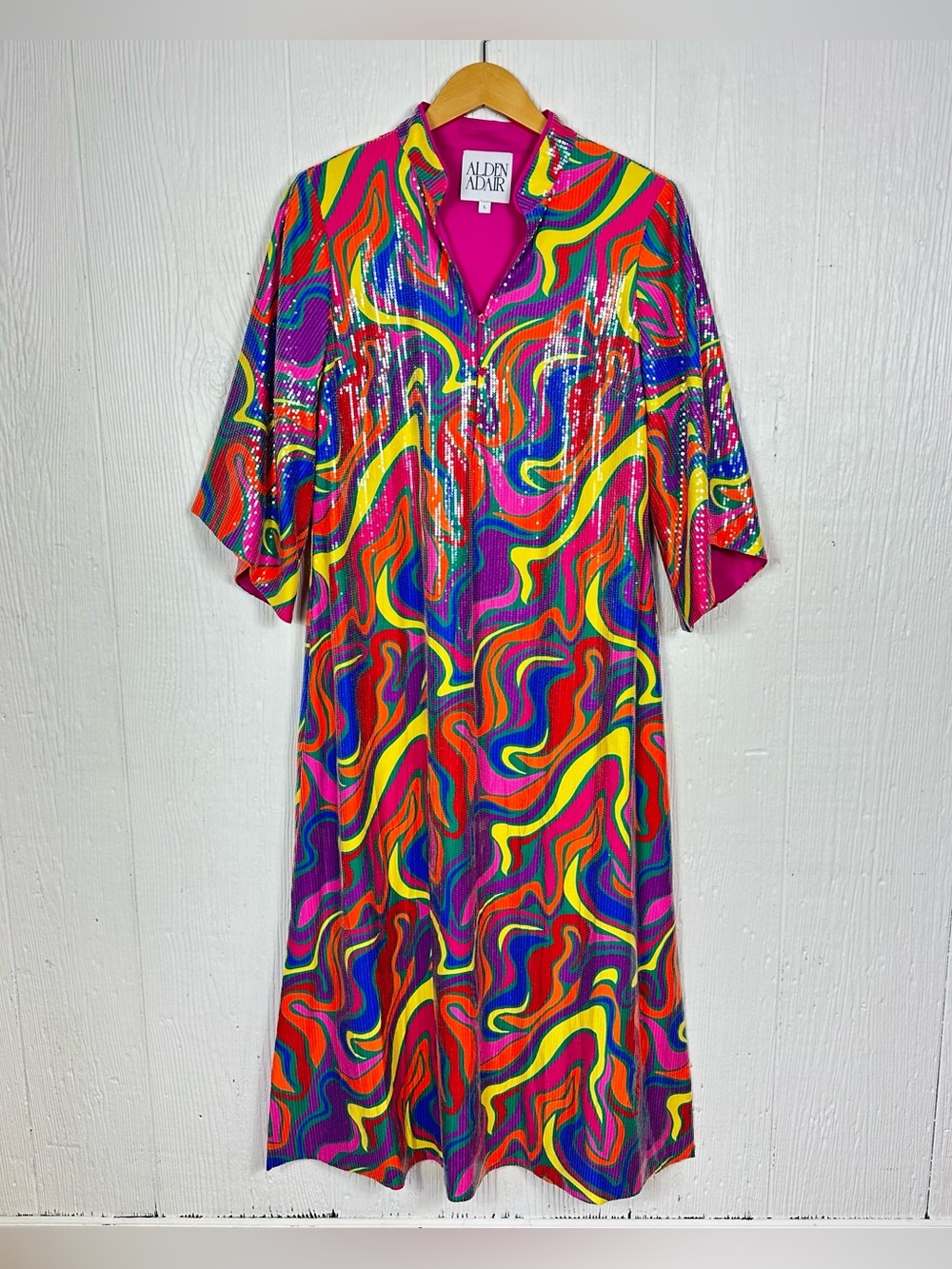 Alden Adair Multicolor Funky Swirl Wonderland Sequin Dress 
Size Large